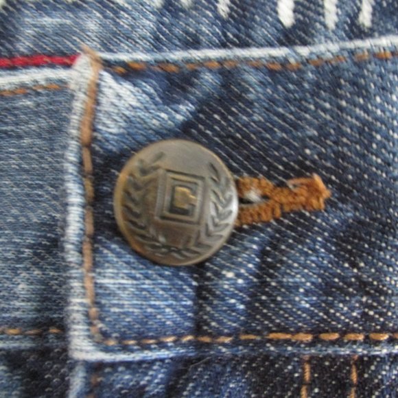 CHAPS MEN'S SIZE 32 X 33 JEANS DARK BLUE SLUB DENIM STRAIGHT FIT VINTAGE - Picture 3 of 15